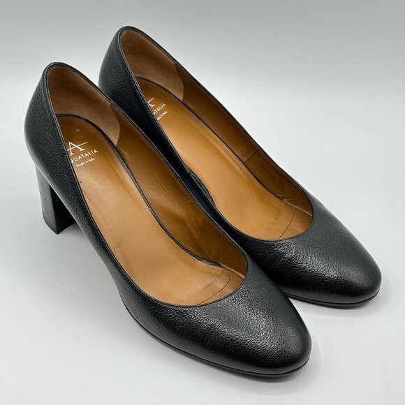 Aquatalia Women's Leather Black Heeled Almond Toe Pumps Size 8.5